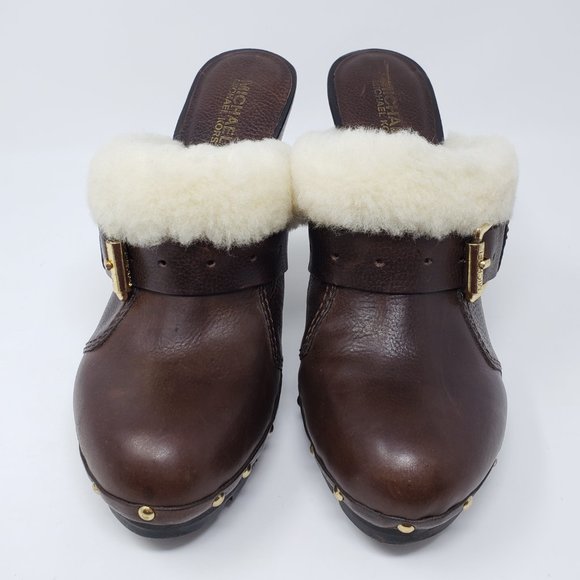 Michael Kors Brown Shearling Clogs - Picture 5 of 12
